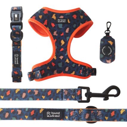Adjustable Dog Harness Set - Forest Leopard