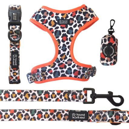 Adjustable Dog Harness Set - Desert Leopard